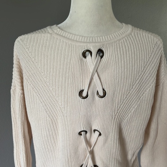 Lucky Brand Cream Knit Sweater with Lace Up Back Detail - Picture 6 of 11